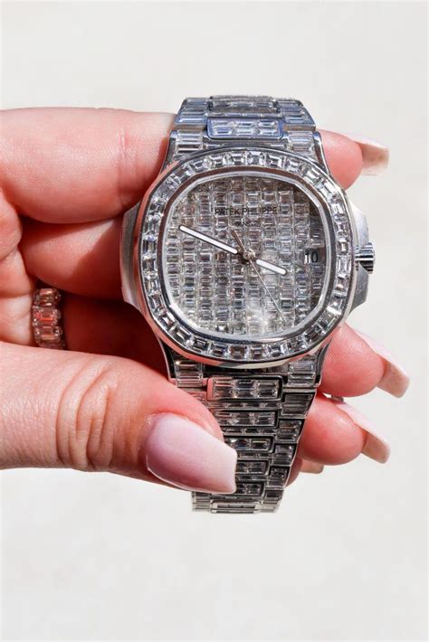 Patek Water: Flooded Baguette Diamond Nautilus 5711 in White 